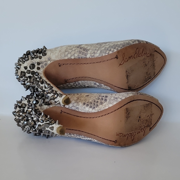 Sam Edelman Snake Print Studded Heels - Picture 6 of 7